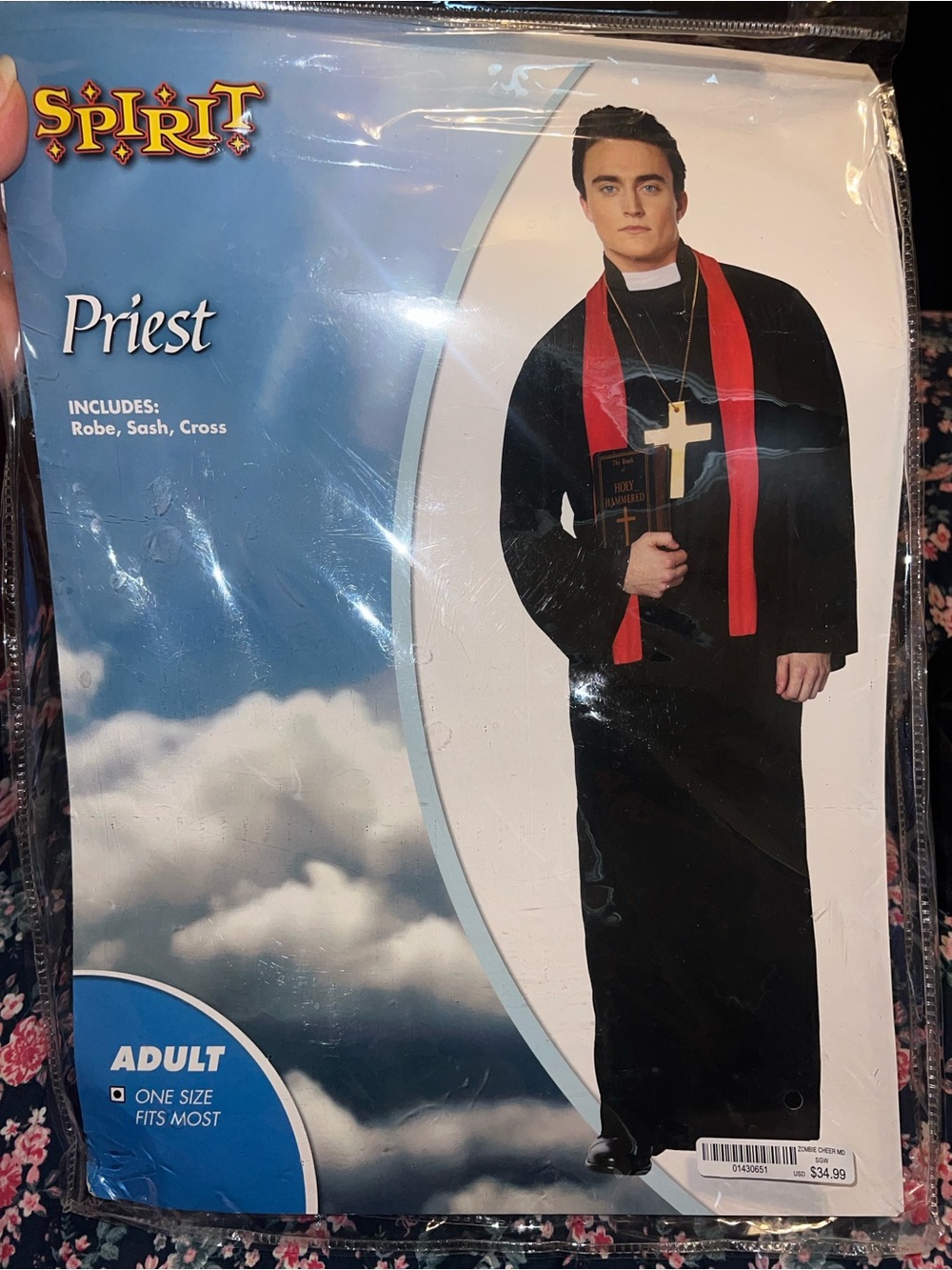 Spirit Halloween priest costume adult one size fits most (sm-md)